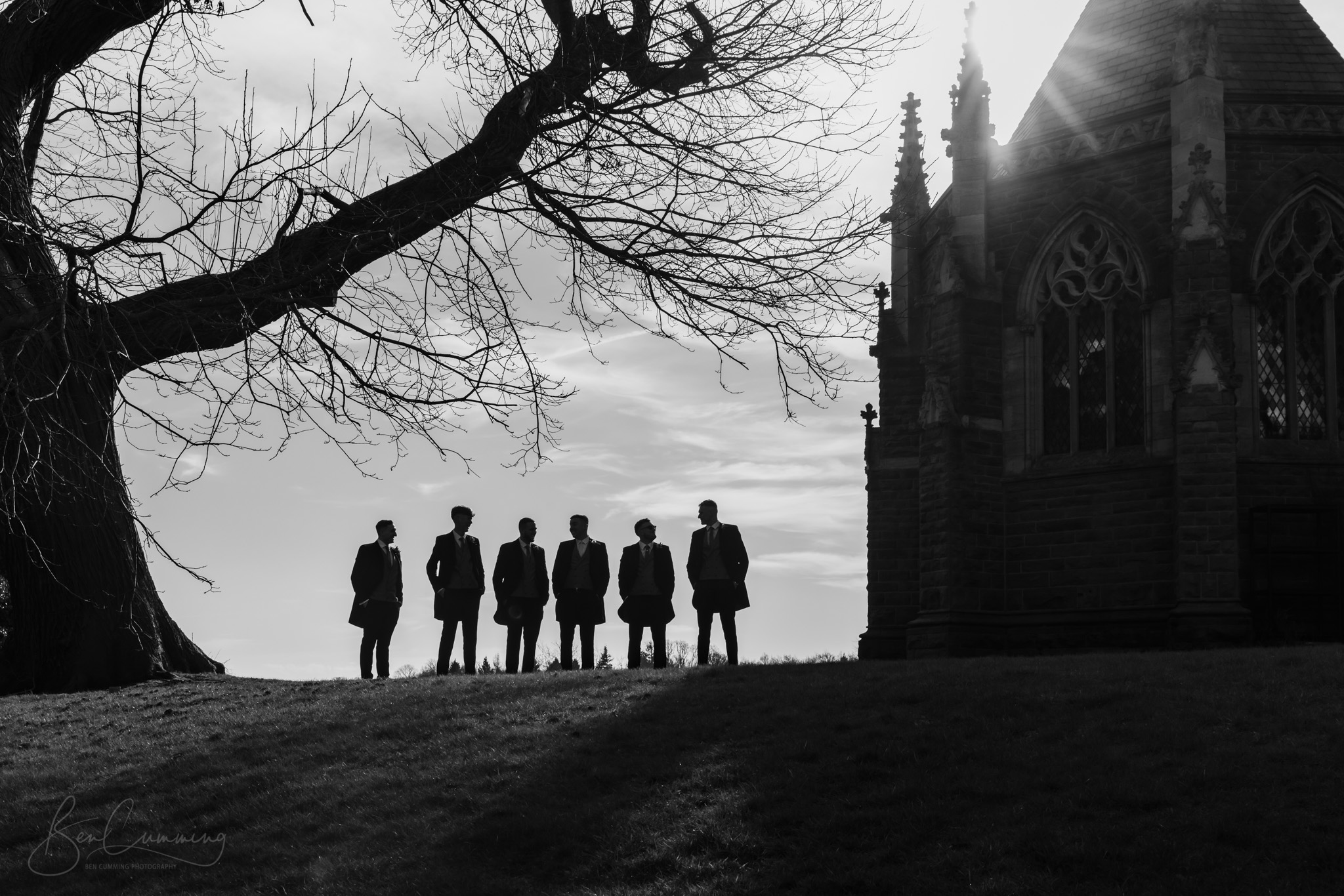 Silhouette of Groomsmen at Rudding Park