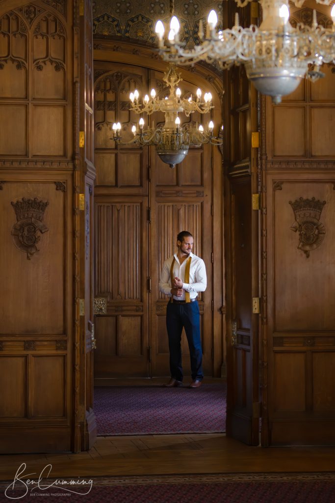 Groom getting ready at Carlton Towers
