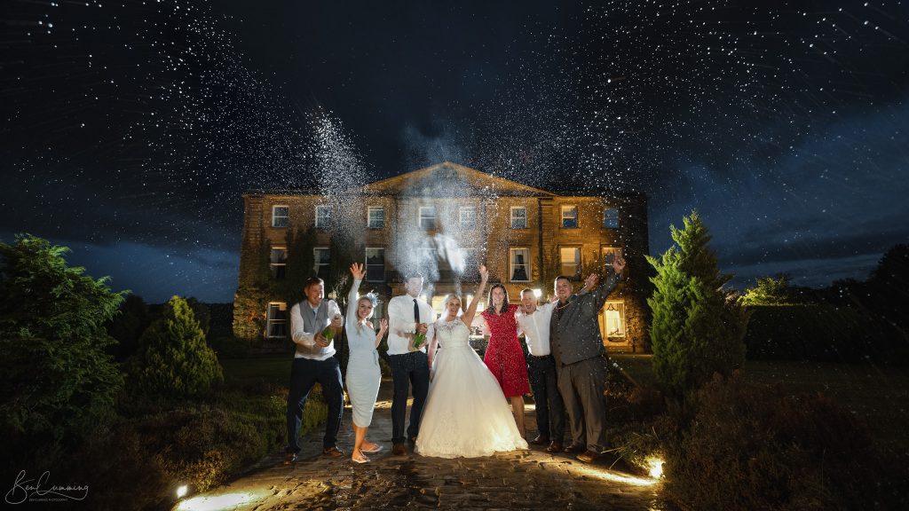 Bridal Party Champagne Shot at Waterton Park